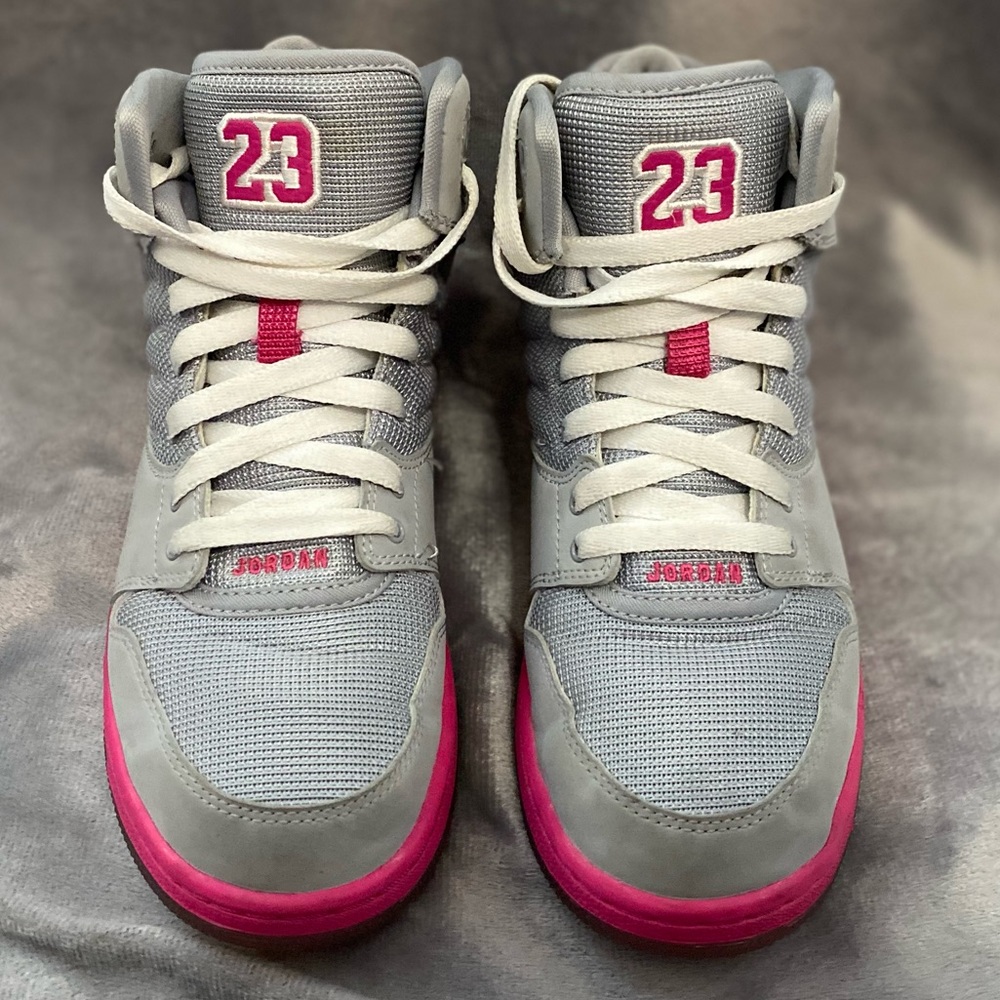 Nike AIR Jordan Girls Basketball Shoes Gray Pink